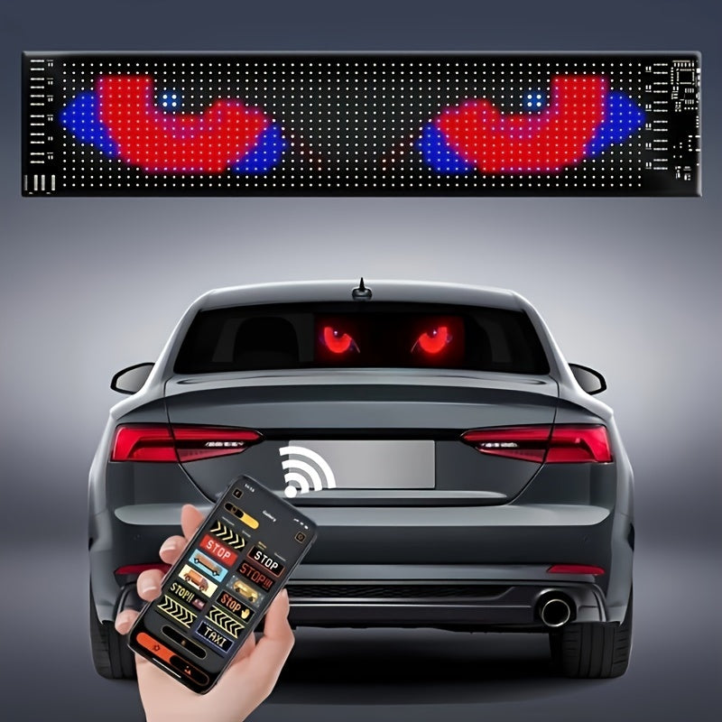 2PCS Devil's Eye Car LED Matrix Pixel Panel with Remote Control APP, Programmable DIY Flexible LED Display for Car Window Decoration, Halloween, Christmas Light