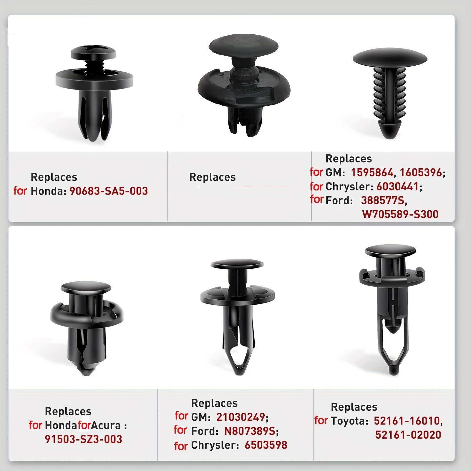 200pcs Car Fixing Clip 6mm7mm8mm9mm10mm Universal Six Types Of Mixed for Toyota for Ford for GM for Honda Bumper Push Rivet Auto Parts Removal Tools