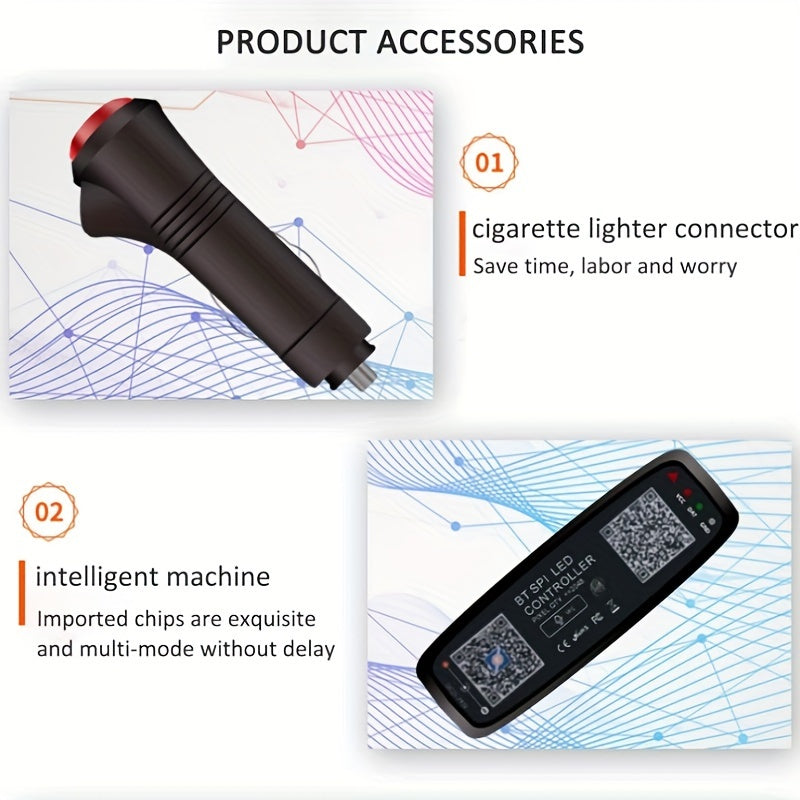 APP Remote Control Dual Control Car Atmosphere Lamp Interior Car Led Lights With Remote Music Sync Color Change RGB Rear Window Car Lighting Chasing Snake Streamer Rhythm Led Lamp With Car Charger 12V