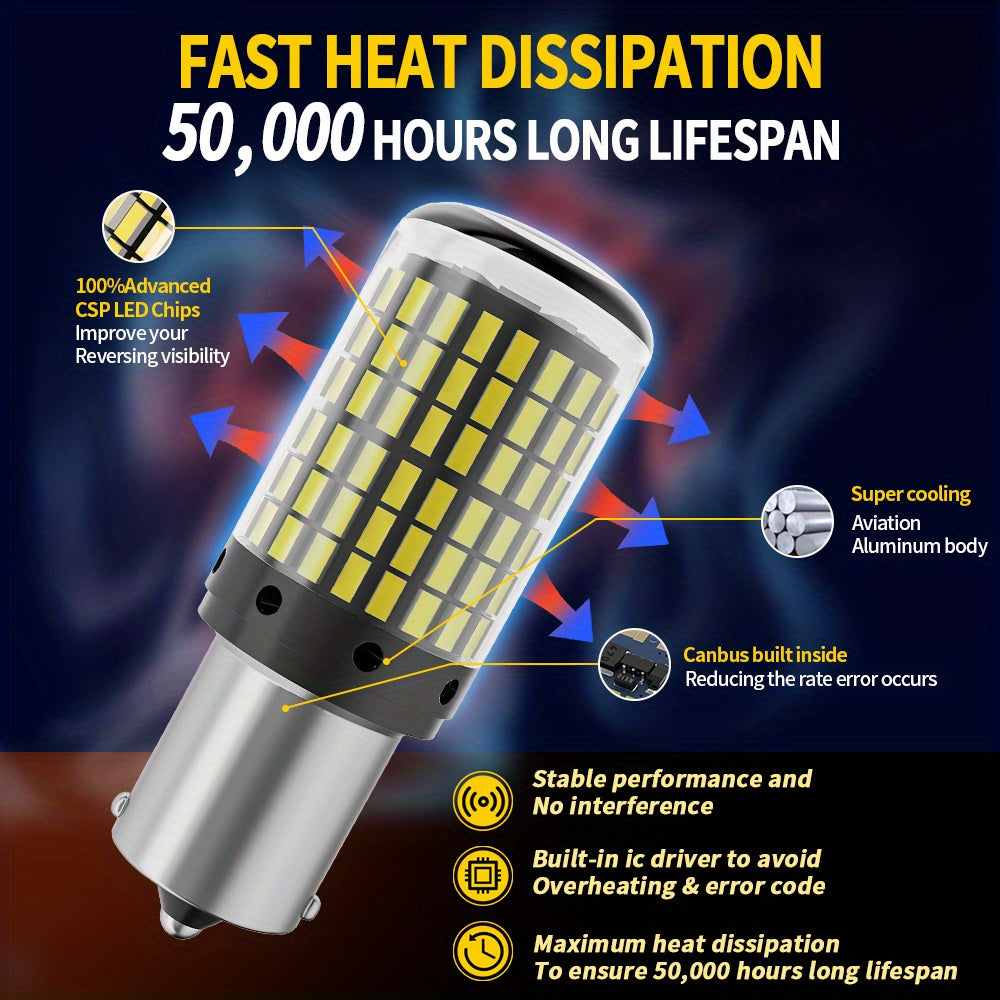 2PCS 1156 P21W BA15S PY21W BAU15S LED 1157 BAY15D Led Car Turn Signal Light Auto Brake Tail Reserve Lamps 3014 Chips 144SMD Canbus LED Bulbs White Red