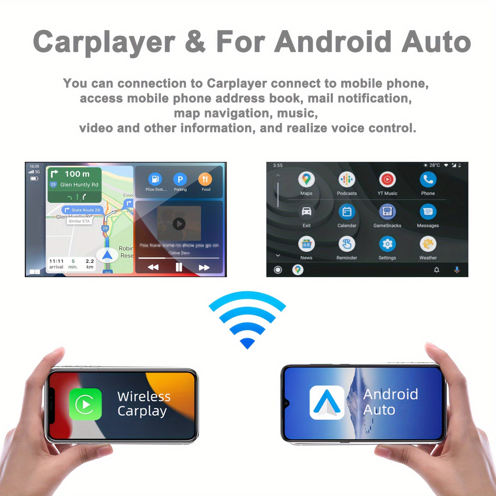 Plimpton, 2024 Car Navigation System Portable, Car Touch Screen Android&carplay, Carplay Screen For Car Portable 7 Inch, Wireless Car Play, Multimedia, Voice Control, BT, Mirror Link, Suitable For All Vehicles, Cars, Trucks,