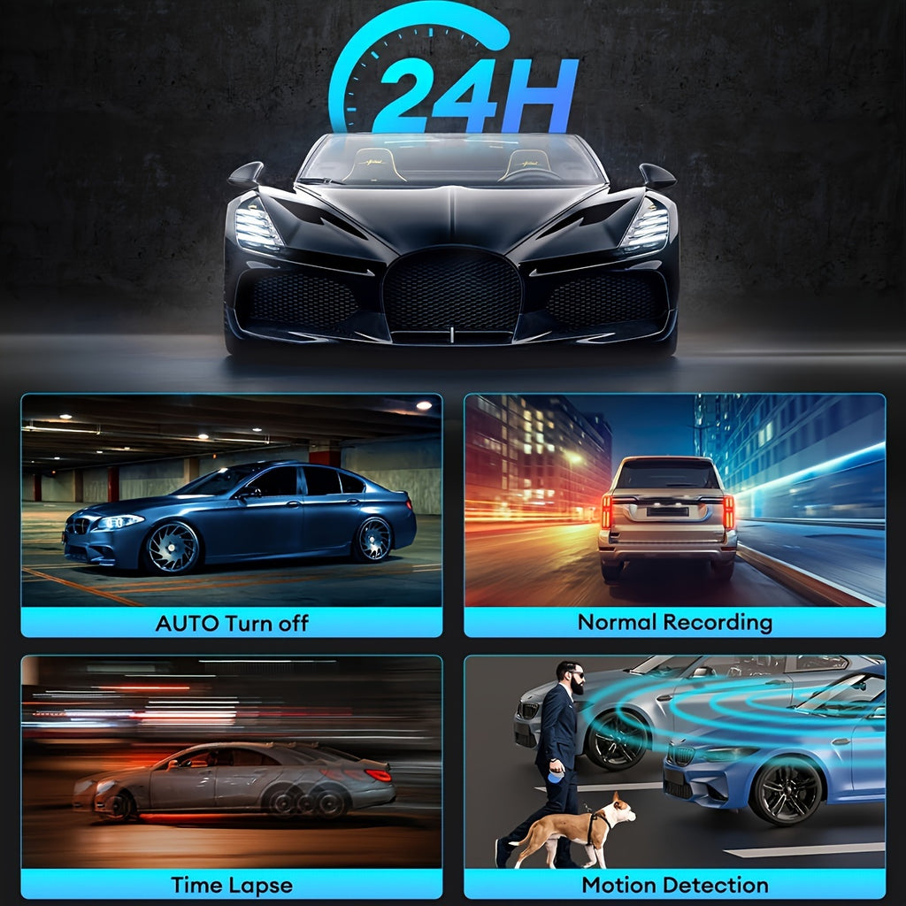 5K M580 Dual Dash Cam - 4-Inch Touch Screen, 150°+140° Wide Angle, 4K Front and 1080P Rear Cameras, Built-in 5G WiFi, GPS, Time-Lapse, 4 Advanced Parking Modes, Screensaver Optional, Easy Installation, Universal Fit for Car