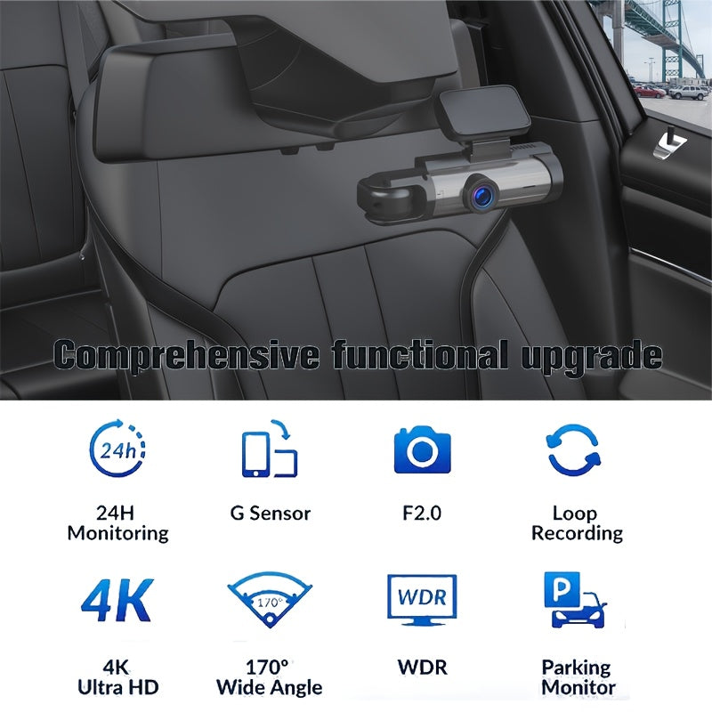 1080P Dual Camera Dash Cam For Cars With IR Night Vision, Loop Recording, And Wide Angle Lens-3.16 Inch IPS Screen, with 32GB SD Card Optional.