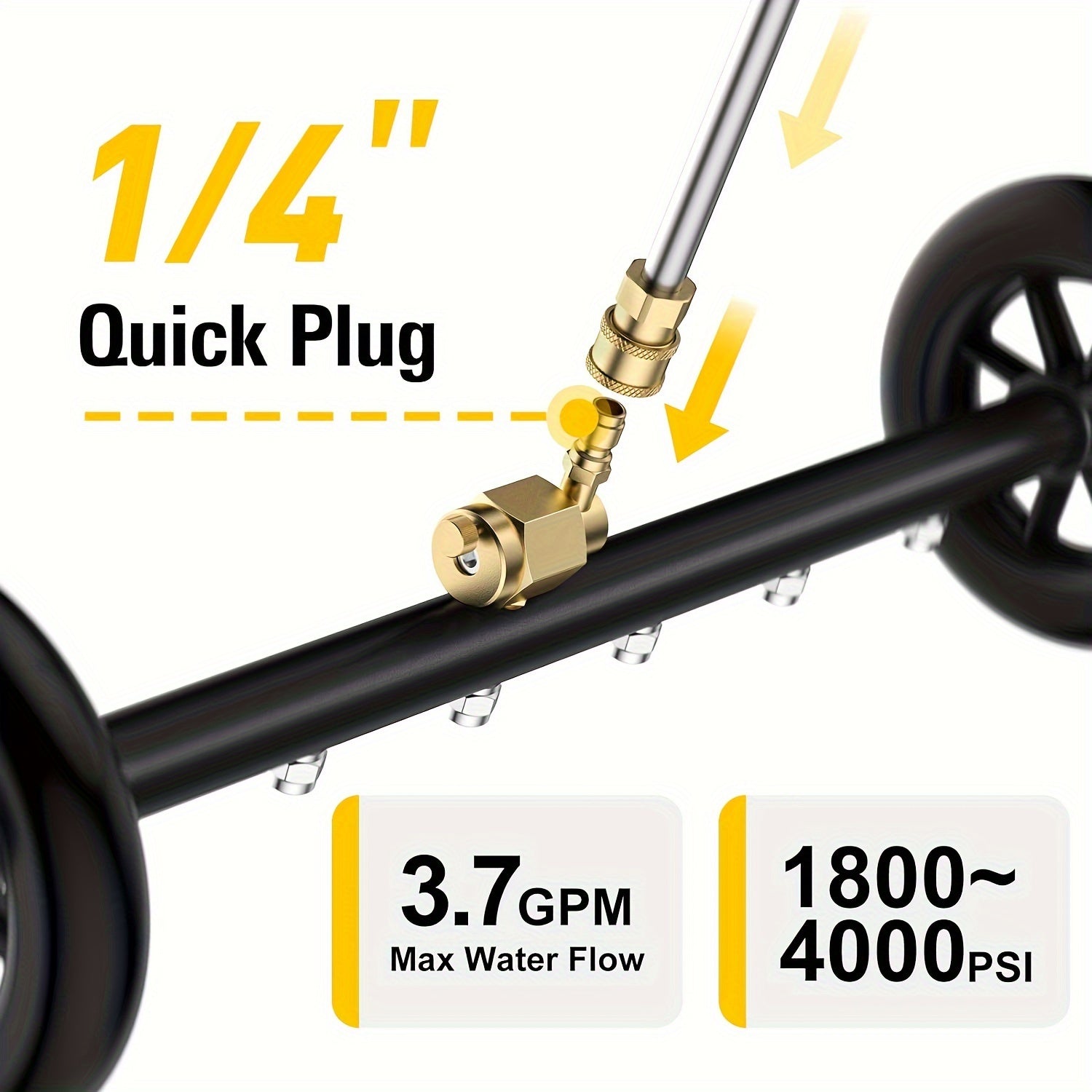 2-in-1 High-Pressure Washer with Water Broom, 22" Metal Base - 4000psi Electric Pressure Washing Machine Attachment with Quick Connect Pivot Coupler & 3 Extension Wands for Efficient Car & Surface Cleaning, Car Cleaning Tool|