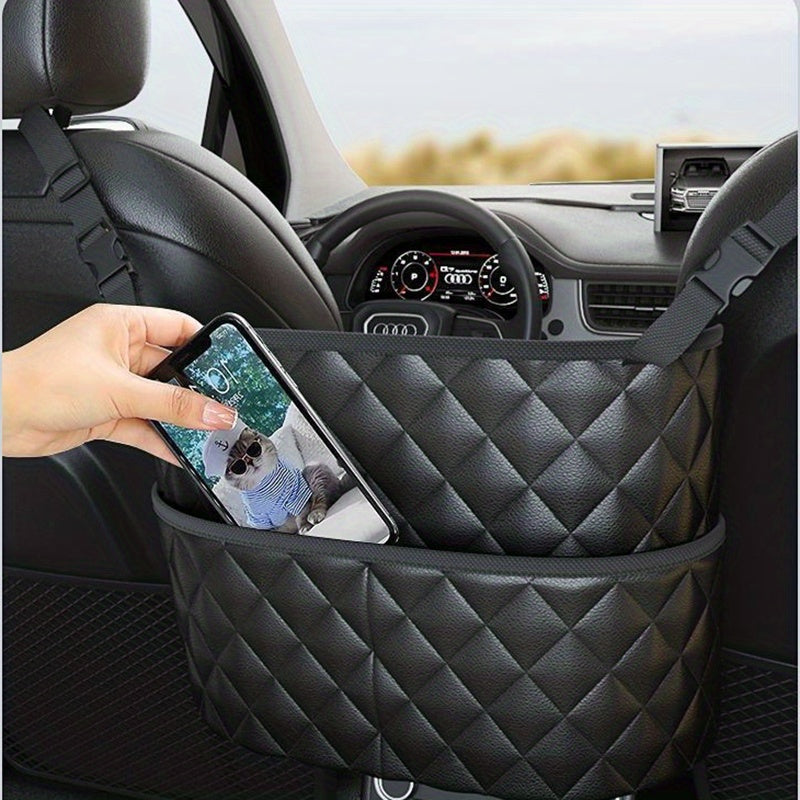 Car Purse Handbag Holder Between Seats, Car Seat Back Organizer With 3 Pockets, Large Capacity Storage Bag
