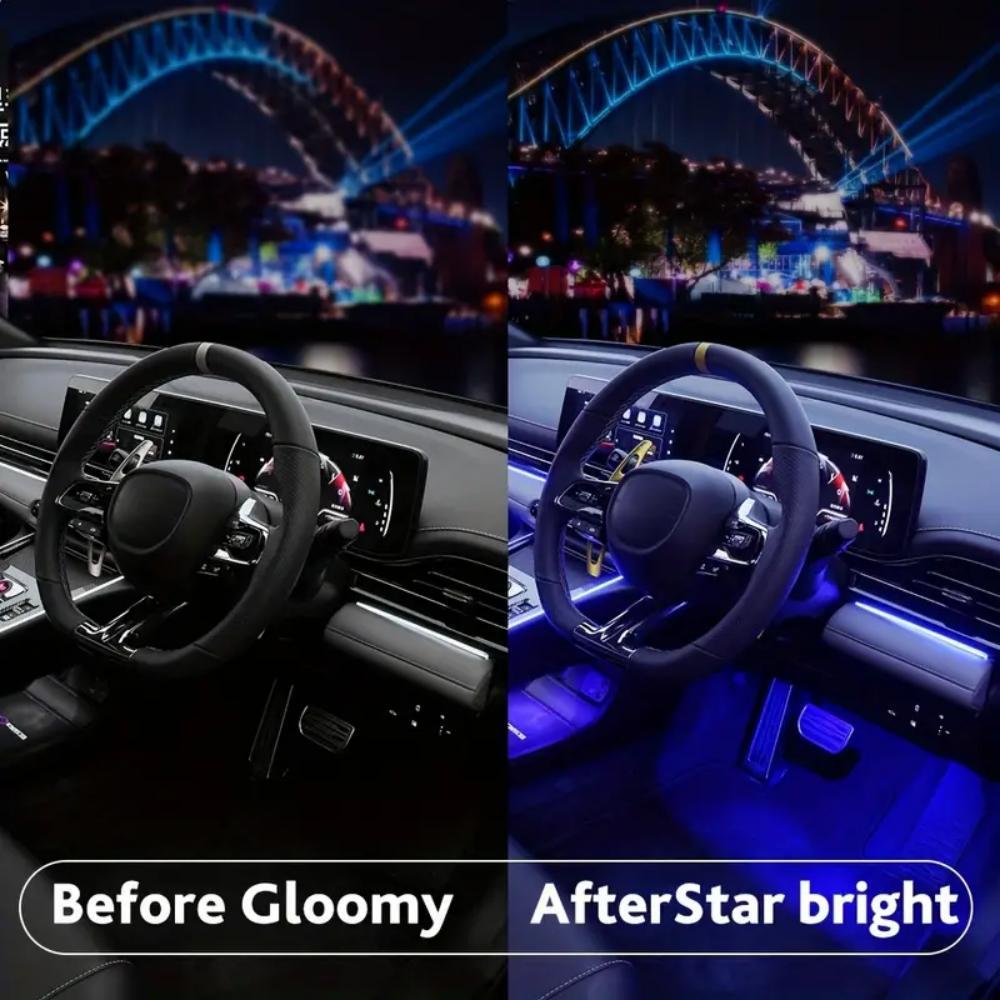 Light Up Your Car With 4pcs 48 LEDs Neon LED Interior Lights - Music Sync, Wireless Remote Control Auto RGB Decorative Lamps