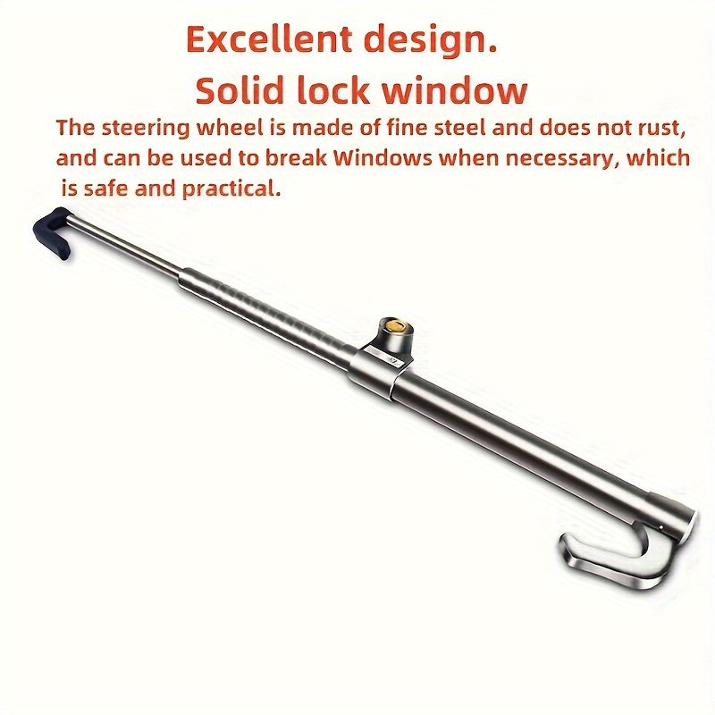 Universal Fit Anti-Theft Steering Wheel Lock - Durable Aluminum Alloy, Extendable Dual Hook, Clutch and Throttle Brake Security Device for Cars, Trucks, and Commercial Vehicles - Easy to Use and High Visibility Deterrent