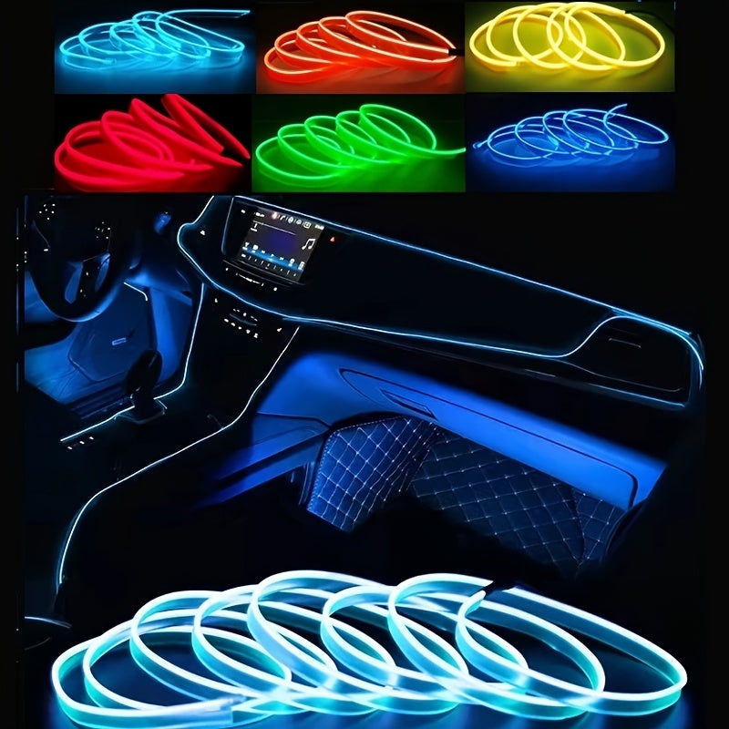 196.85inch Car Environment El Wire LED USB Flexible Neon Interior Lights Assembly RGB Light for Automotive Decoration Lighting Accessories for car party DIY Living Room and Bedroom Atmosphere Decoration, Bedroom Lights, Best