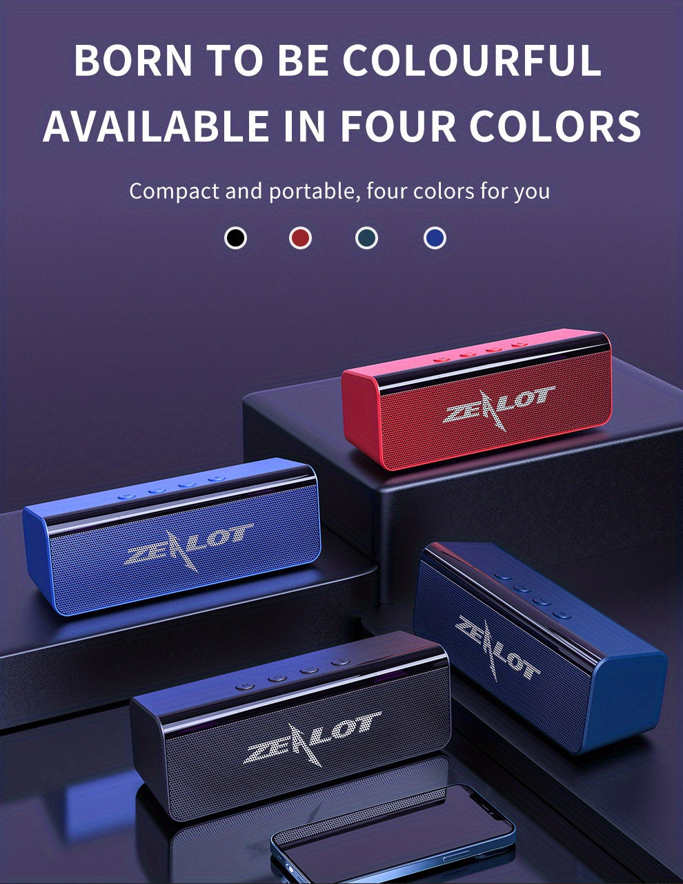 ZEALOT S31 10w Futuristic Portable Wireless Speaker, 10 Hours Playtime Loud Stereo, Compatible With Mobile Phone/Tablet/Tv. Tf/Usb/Aux Compatible, Speaker For Home/Car/Outdoor/Camping, Gift For Thanksgiving/Christmas