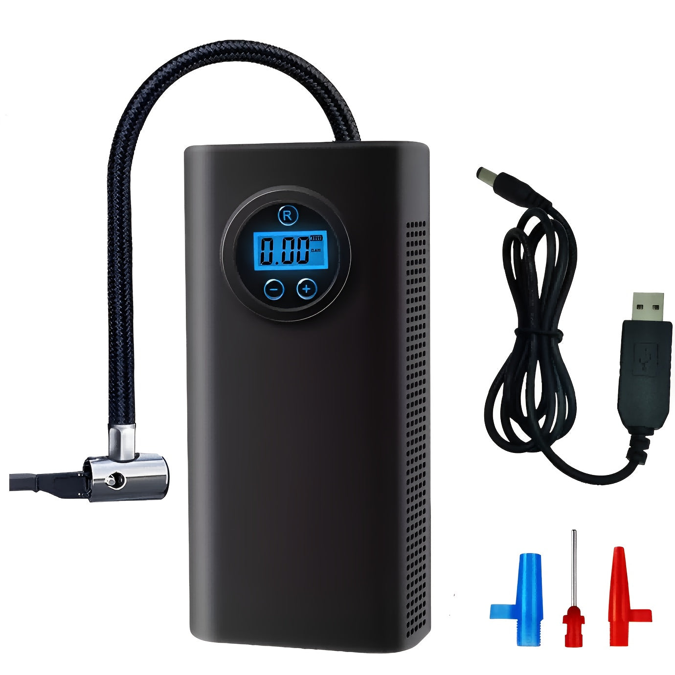 1pc Digital Tire Inflator Air Compressor, 150PSI Automatic Shut-Off Quick Inflation Pump with USB, Battery-Powered, ≤36V, for Car, Bicycle, Electric Bike, Ball Tires - Rechargeable Lithium Polymer Battery