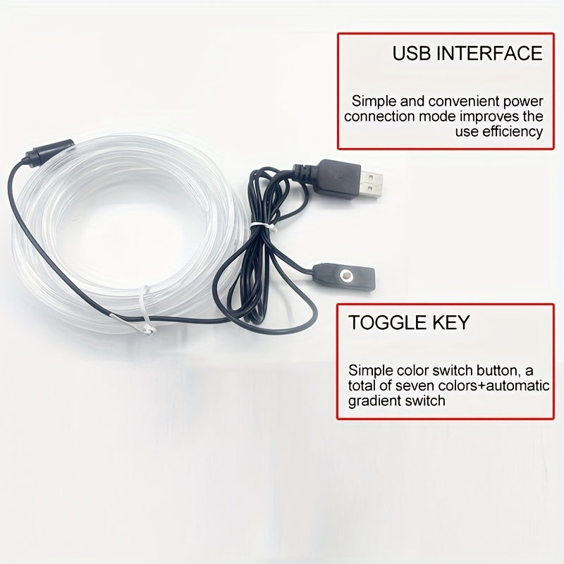 118.11 Inch 7 Color In 1 Car Interior Accessories Atmosphere Lamp EL Cold Light Line With USB DIY Decorative Dashboard Console Auto LED Ambient Lights