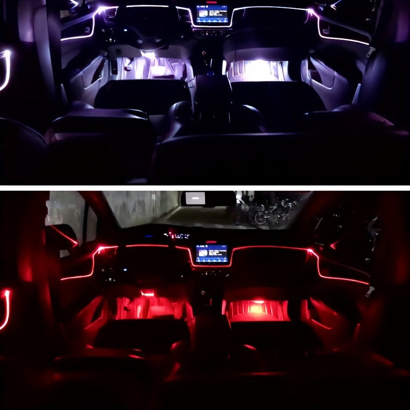 1 Set Interior Car LED Strip Lights, Kit with Wireless App, RGB 5 in 1 Ambient Lighting Kits with 236 inches Fiber Optic, 16 Million Colors Car Neon Lights, Sync to Music, Universal 5V 12V