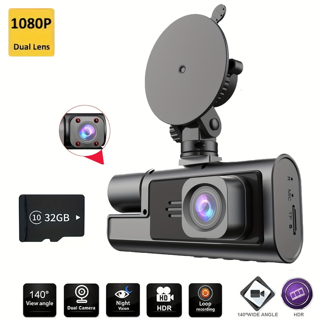 Car Dash Cam Driving Recorder front and rear tachograph, automotive triple tachograph, tachograph with 32GB card, 2160P full HD, G sensor, 170° wide Angle instrument panel with infrared night vision