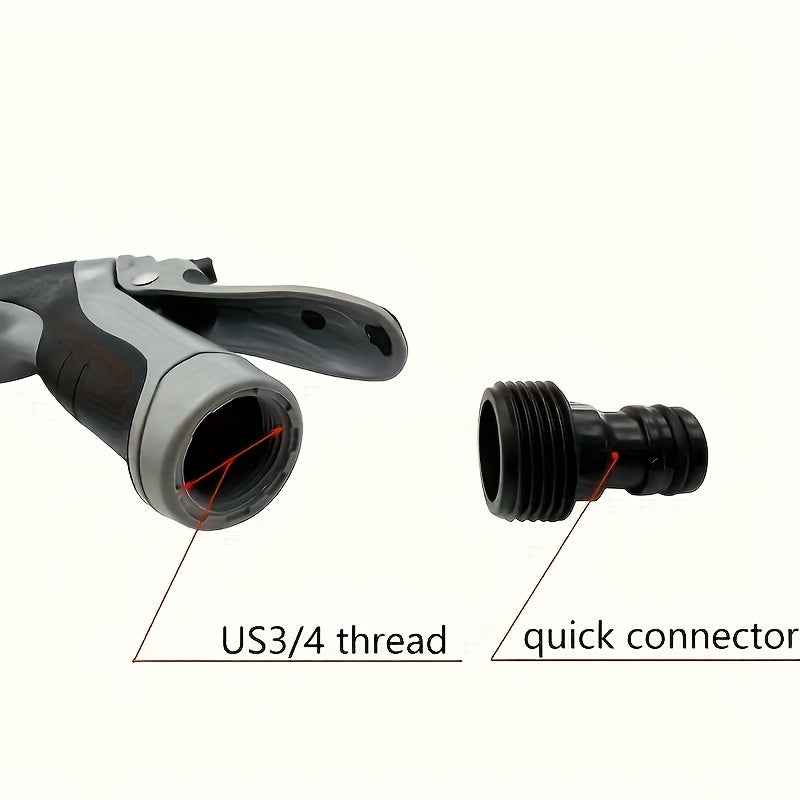 1pc Portable High-Pressure Hose Spray Gun with 3/4" and 1/2" Quick Connect Adapters, Adjustable Thick Rod Spray, Multi-Functional Garden Hose Nozzle for Car Washing and Pet Cleaning, Pet Washing Hose | Adjustable Spray Patter