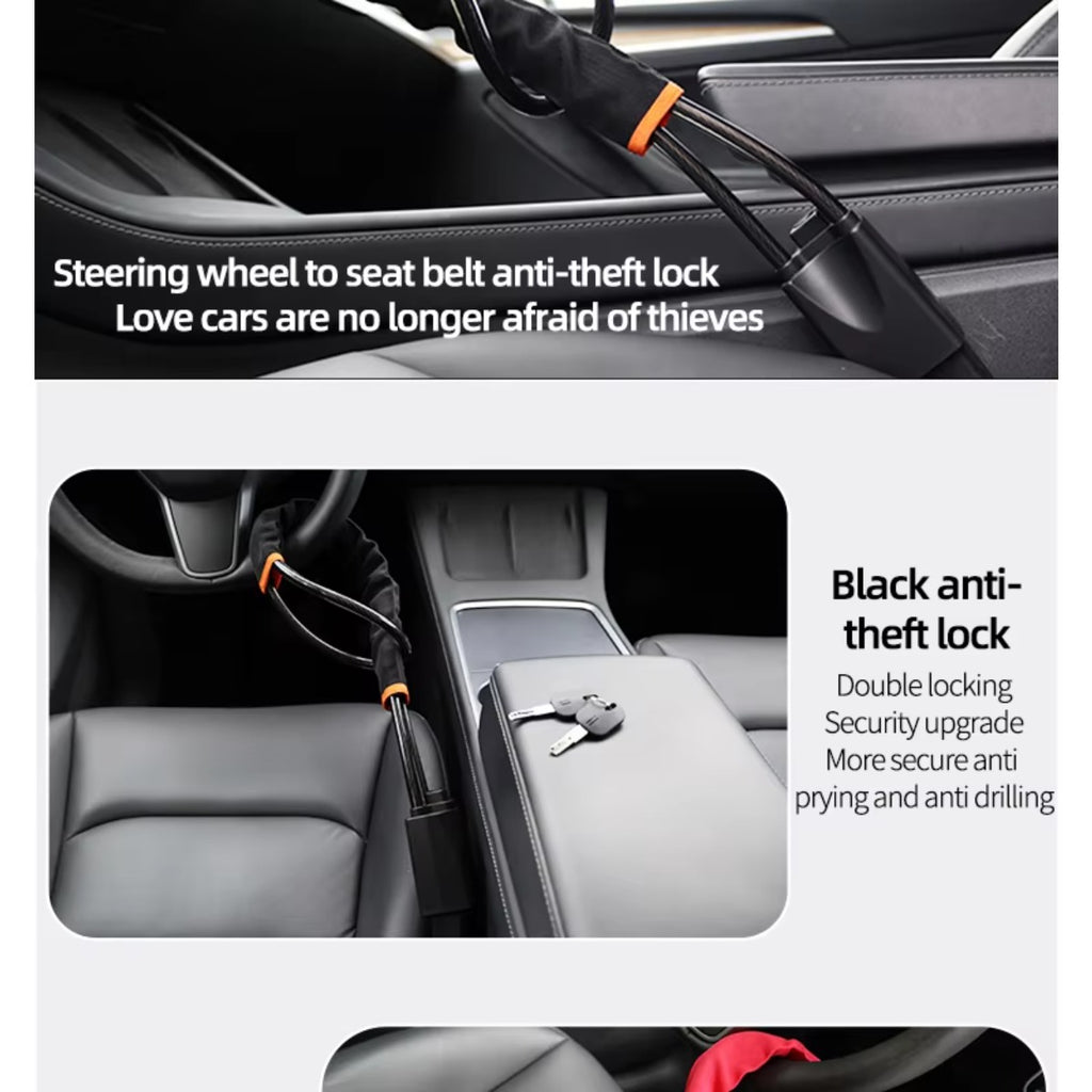 1PCS Steering Wheel Lock Car Seat Belt Lock Car Anti-theft Device Anti-theft Bar Safety Anti-theft Car Lock Suitable for Most Vehicles