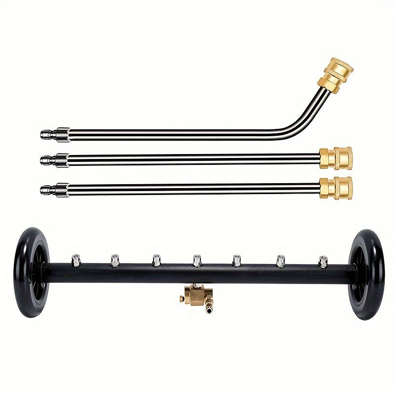 2-in-1 High-Pressure Washer with Water Broom, 22" Metal Base - 4000psi Electric Pressure Washing Machine Attachment with Quick Connect Pivot Coupler & 3 Extension Wands for Efficient Car & Surface Cleaning, Car Cleaning Tool|