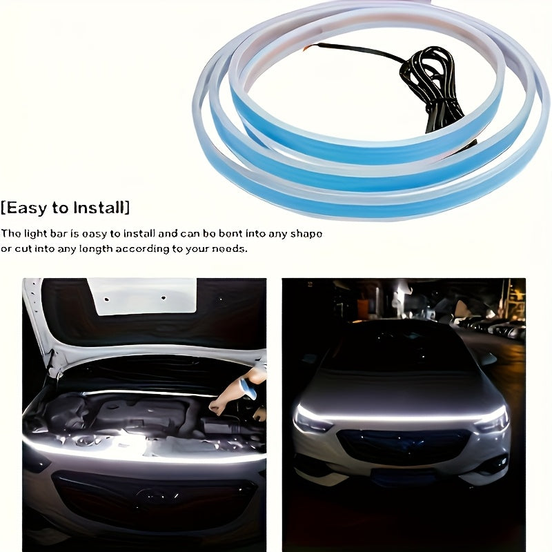 70 Inches, Car Hood/tailgate Installation Light Bar with Dynamic Scanning Welcome Mode Effect, 12V Hard-wired Installation Car LED White Light Bar with Turn Signal Effect, Suitable for Cars, SUVs, Etc. (white Light)
