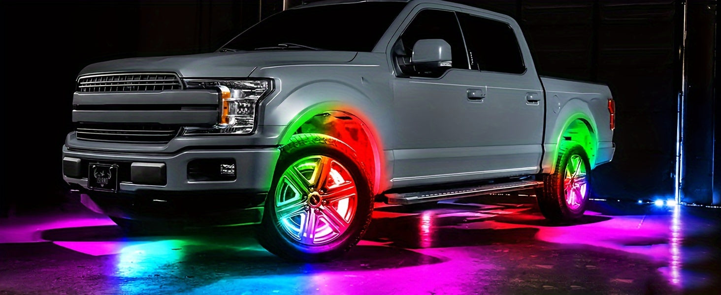 4pcs Universal Phantom Color Flow Car Led Wheel Light Burst Flash Wheel Light Colorful Wheel Light Combo RGB Wheel Ring