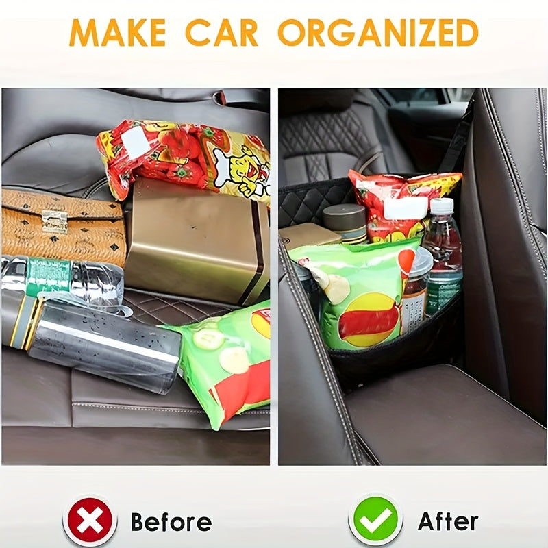 Car Purse Handbag Holder Between Seats, Car Seat Back Organizer With 3 Pockets, Large Capacity Storage Bag