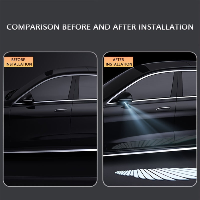 2pcs Car Led Puddle Door Lights, Universal Car Projection Lights, Angel Wings LED Side Mirror Puddle Lights For Car