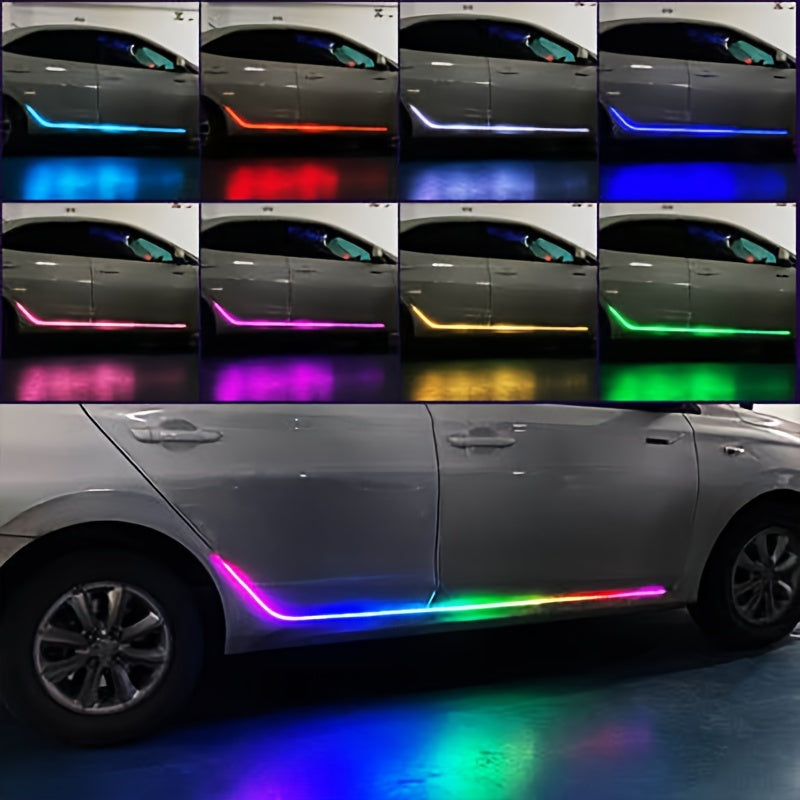 2PCS RGB Car LED Light Strip, Exterior Side Door Skirts Ambient Lighting Dreamcolors, Car Atmosphere Lights, 20 Music Modes, App Control Waterproof Neon Lighting Kits For Cars, SUVs, Trucks12V