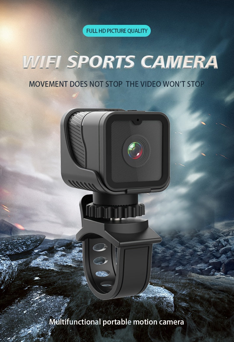 1080P HD Portable Camera with Hotspot Wifi, Motorcycle & Bicycle Dash Cam, Self-Adhesive Mount, Rechargeable Battery, App Control, Compact Design for Outdoor Sports & Cycling, Cycling Accessories, Sleek Gadget, Durable Constr