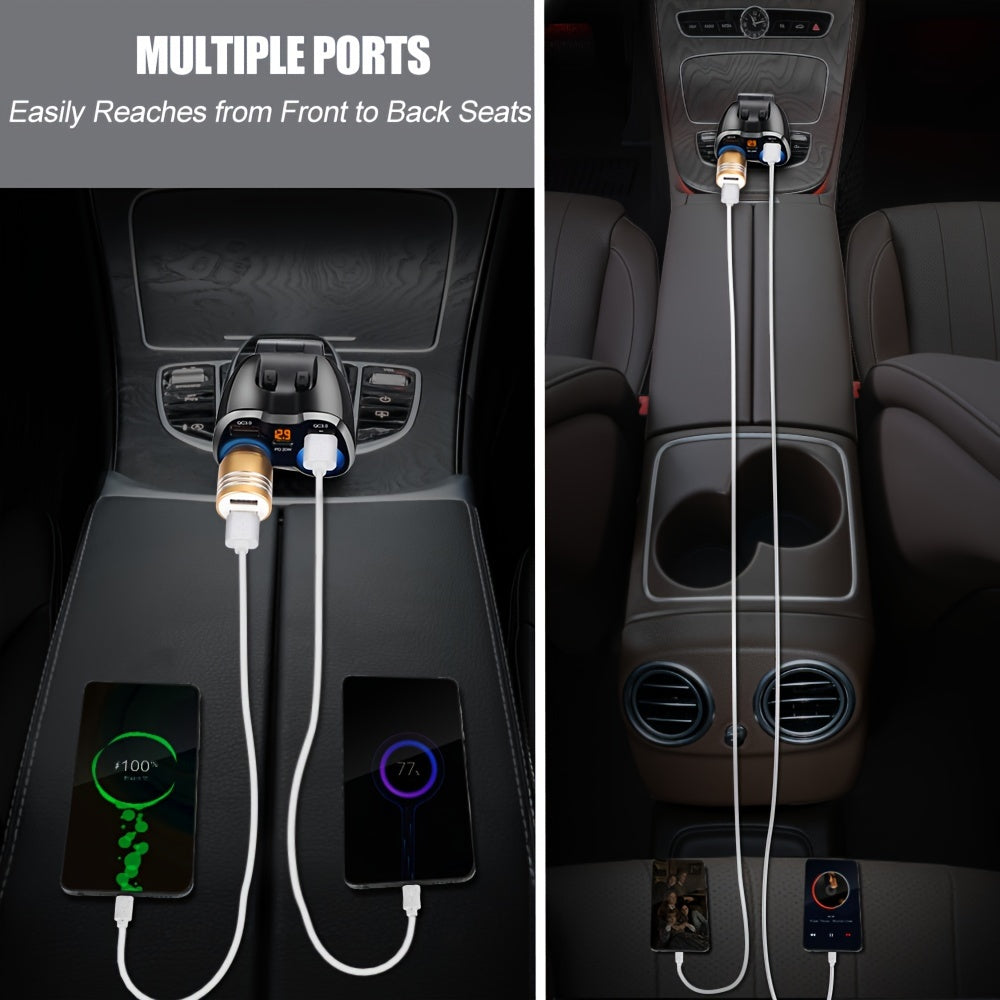 Cigarette Lighter Adapter, 150W 2 Sockets Car Cigarette Lighter Splitter Dual QC3.0 and 20W PD Type C Ports 12/24V Car Charger with ON/Off Switch for iPhone iPad Android Dash Cam