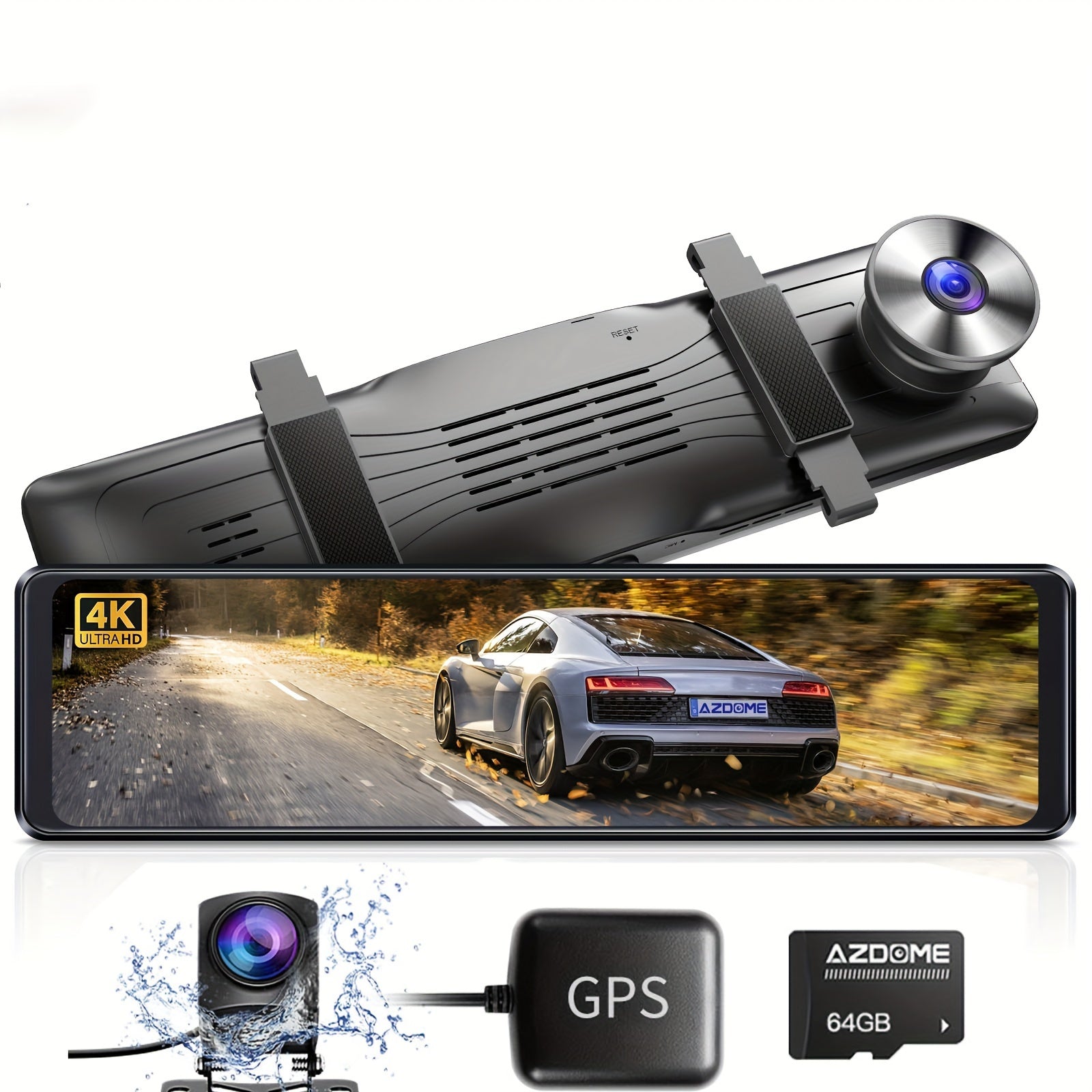 12 Inch 4K Ultra HD Mirror Dash Cam - Intuitive Touch Screen, Crystal-Clear Split-Screen Display, Dual-Lens 4K+1080P Camera, 170° Wide Angle, WiFi, Super Night Vision, Parking Mode - Easy Installation for Cars