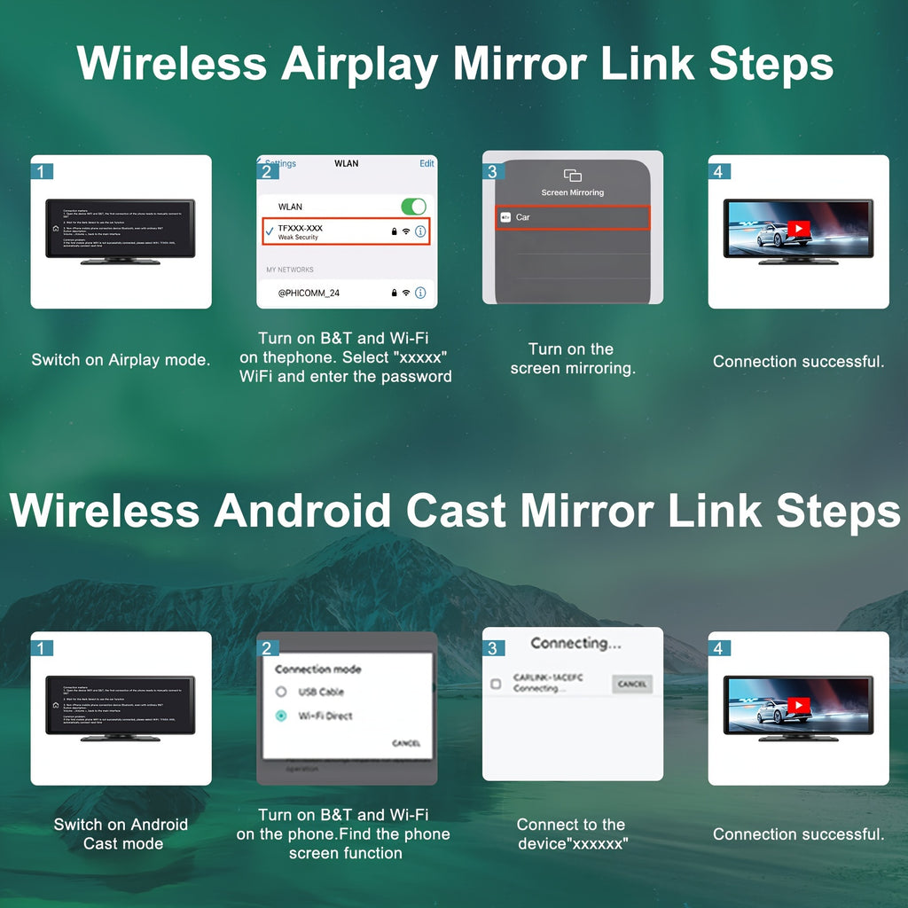 10.26 Inch/26.16cm Portable Wireless Carplayer Screen, Wireless Android Auto Car Play Car Radio, WiFi Video, Car Audio Receivers GPS Navigation Mirror Link, Double B&T, FM, Siri, Mp5 Player, Optional Backup Camera