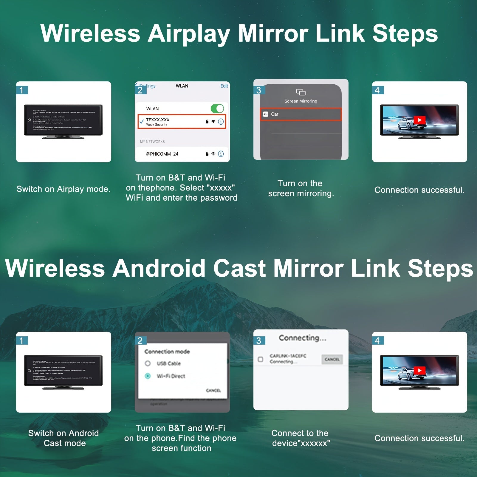 10.26 Inch/26.16cm Portable Wireless Carplayer Screen, Wireless Android Auto Car Play Car Radio, WiFi Video, Car Audio Receivers GPS Navigation Mirror Link, Double B&T, FM, Siri, Mp5 Player, Optional Backup Camera