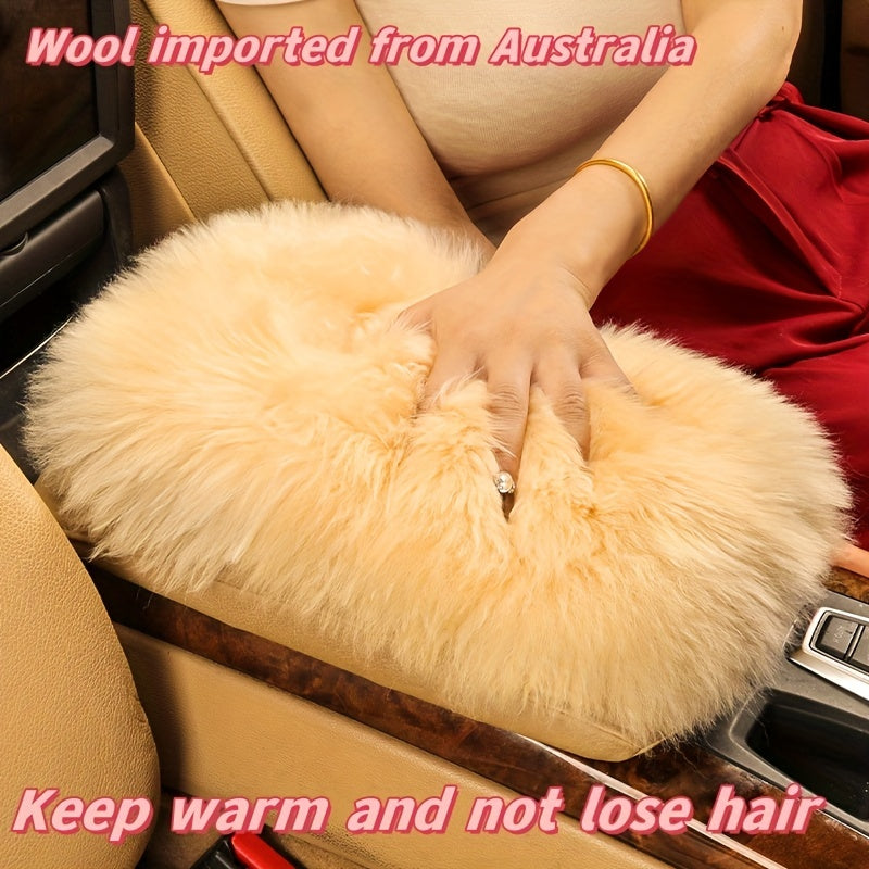 Car Armrest Pad Pure Wool Winter Warm Plush Central Armrest Cover Non-slip Pad Winter Car Supplies