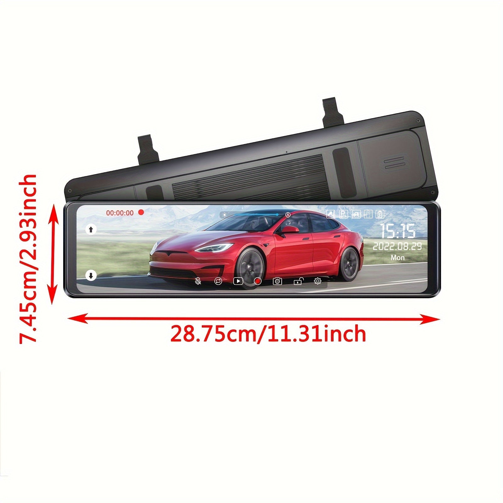 12" FHD 1080P LINGDU Full Touch Screen Mirror Dash Cam with Detached Camera, Super Night Vision, Front and Rear Dual Cameras, Flexible Installation, Backup View Mirror Camera, Includes 64GB Card