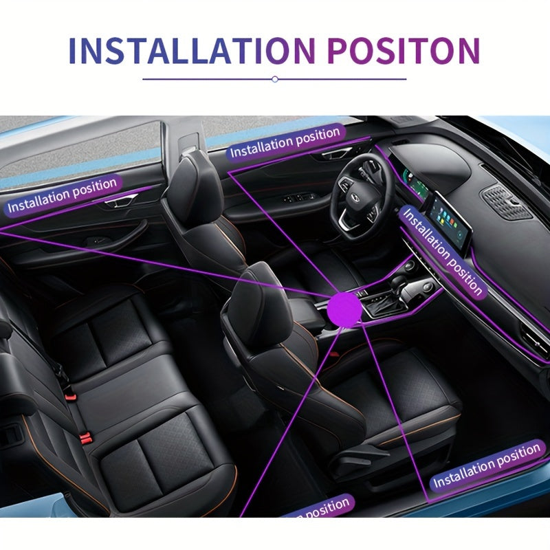 1 Set Interior Car LED Strip Lights, Kit with Wireless App, RGB 5 in 1 Ambient Lighting Kits with 236 inches Fiber Optic, 16 Million Colors Car Neon Lights, Sync to Music, Universal 5V 12V