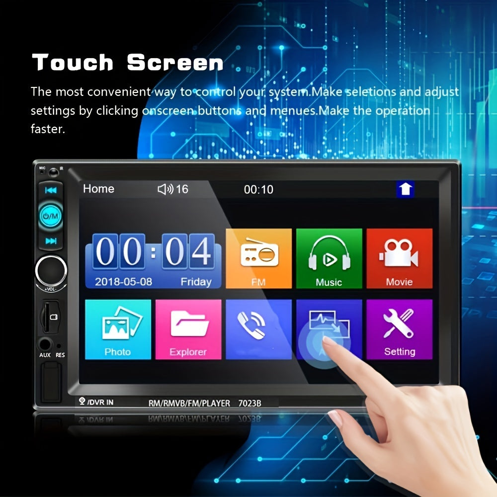 7-Inch HD Touch Screen Car Stereo Radio Audio Double Din BT Car Multimedia Player with Mirror Link USB FM Autoradio+Remote Control +Steering Control