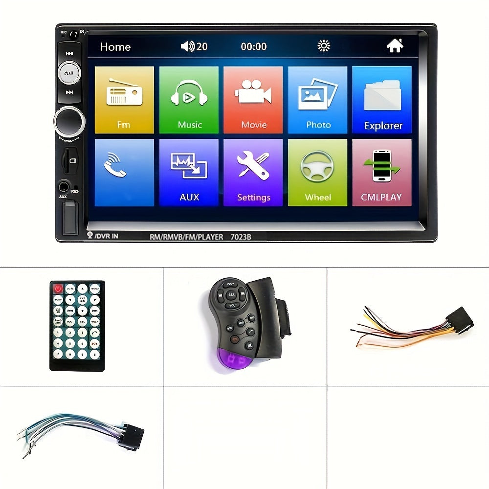 7-Inch HD Touch Screen Car Stereo Radio Audio Double Din BT Car Multimedia Player with Mirror Link USB FM Autoradio+Remote Control +Steering Control