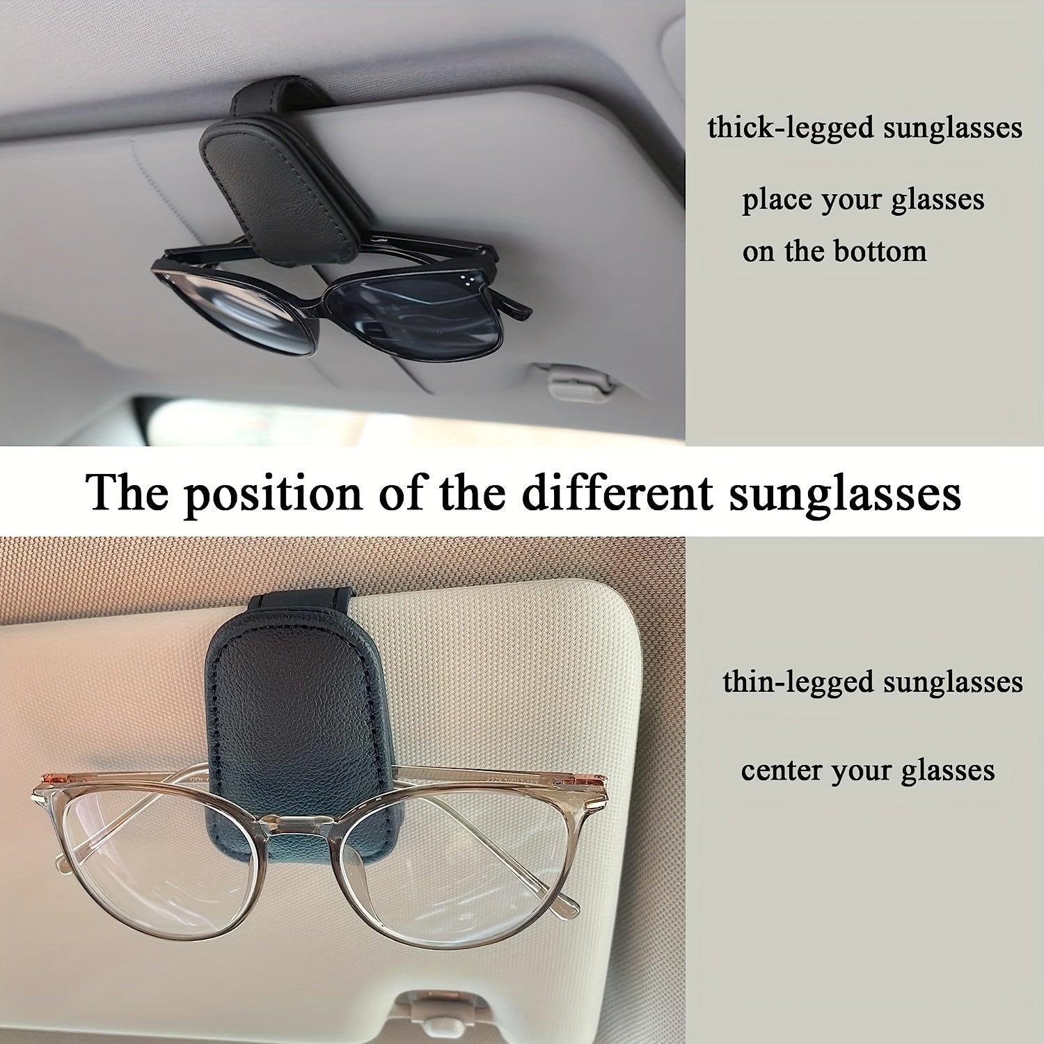 Car Visor Fashion Glasses Holders - Magnetic PU Leather Fashion Glasses Holder and Ticket Card Clip - Car Visor Accessories