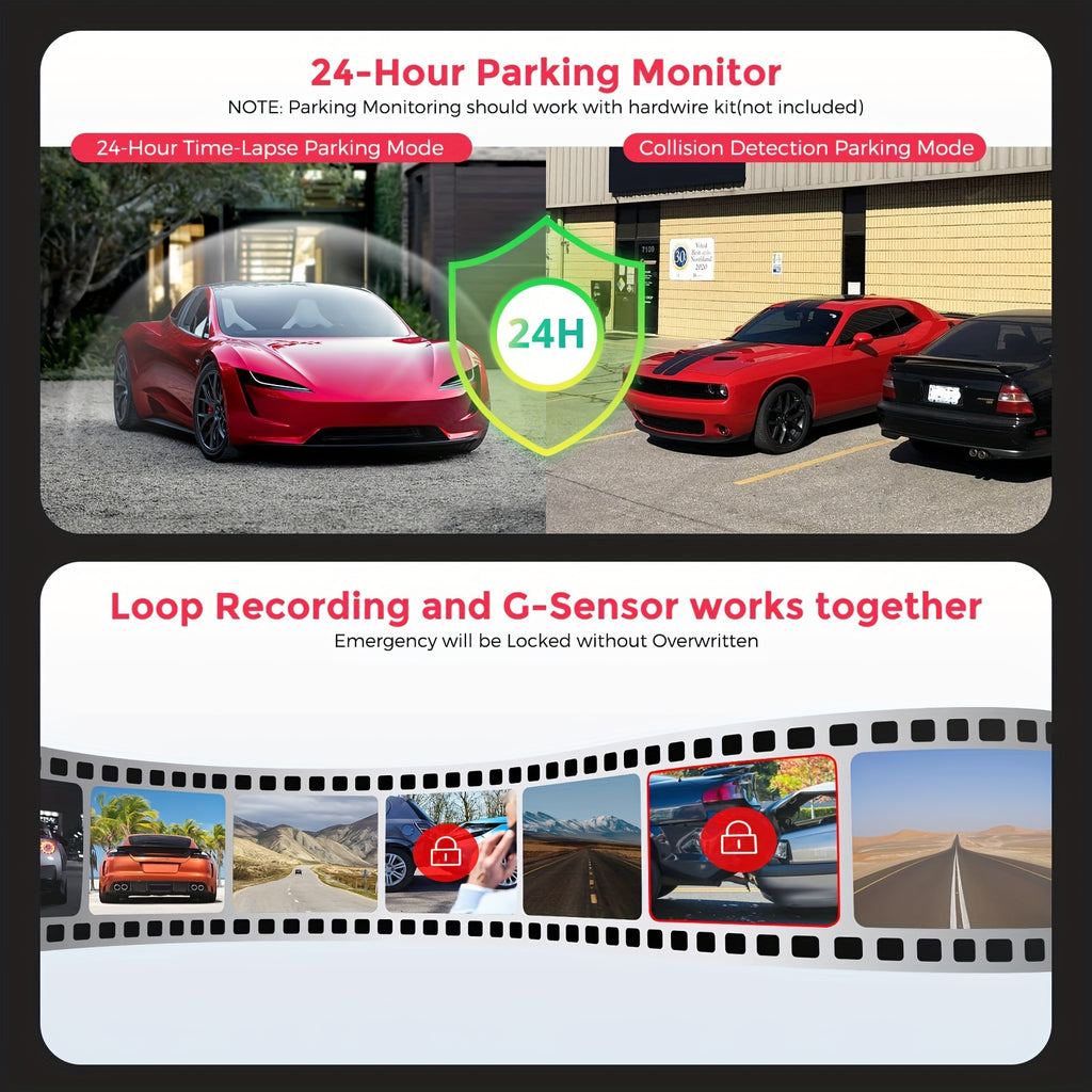 12" FHD 1080P LINGDU Full Touch Screen Mirror Dash Cam with Detached Camera, Super Night Vision, Front and Rear Dual Cameras, Flexible Installation, Backup View Mirror Camera, Includes 64GB Card