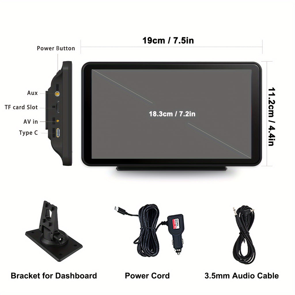 Plimpton, 2024 Car Navigation System Portable, Car Touch Screen Android&carplay, Carplay Screen For Car Portable 7 Inch, Wireless Car Play, Multimedia, Voice Control, BT, Mirror Link, Suitable For All Vehicles, Cars, Trucks,