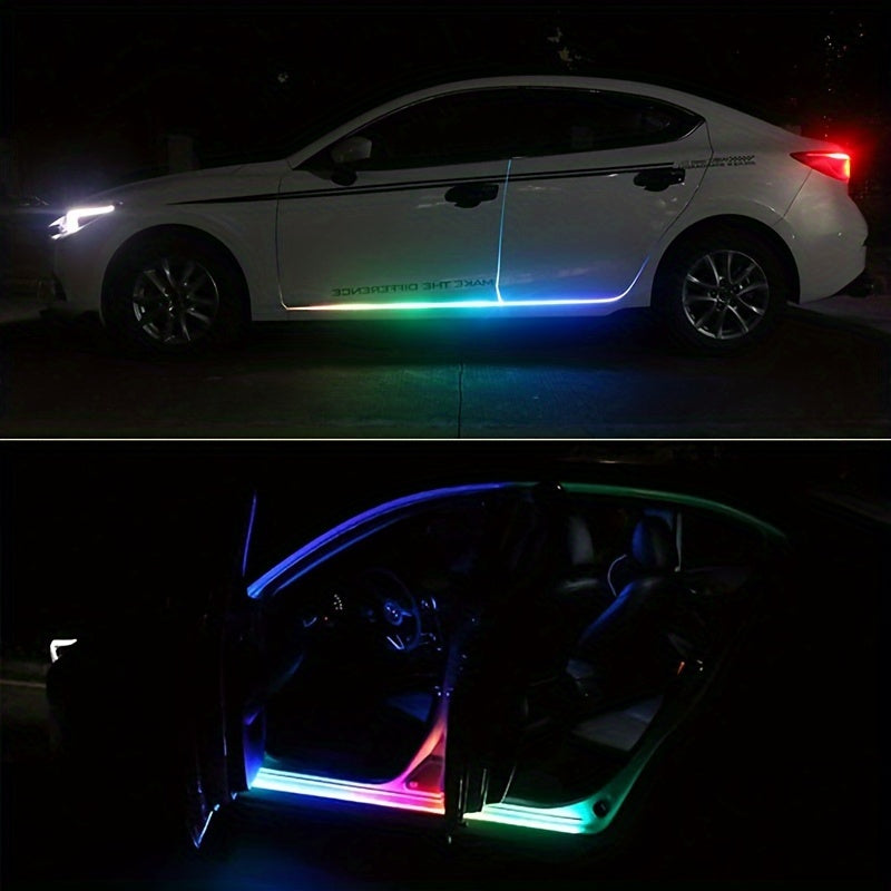 RGB Running Board Lights, Car LED Light Strip, 59/71in Exterior Side Door Skirts Ambient Lighting Dreamcolors, 20 Music Modes, Remote Neon Lights For Trucks SUV Cars Automotive Accessories (Multicolor + Cigarette Lighter Plug