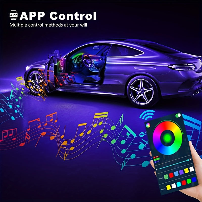 Interior Car LED Strip Lights, Acrylic LED Lights for Car with Dynamic Dreamcolor Chasing, 6in 1 Car Ambient Lighting Kits, LEDs Music Sync Wireless APP And RF Remote Control