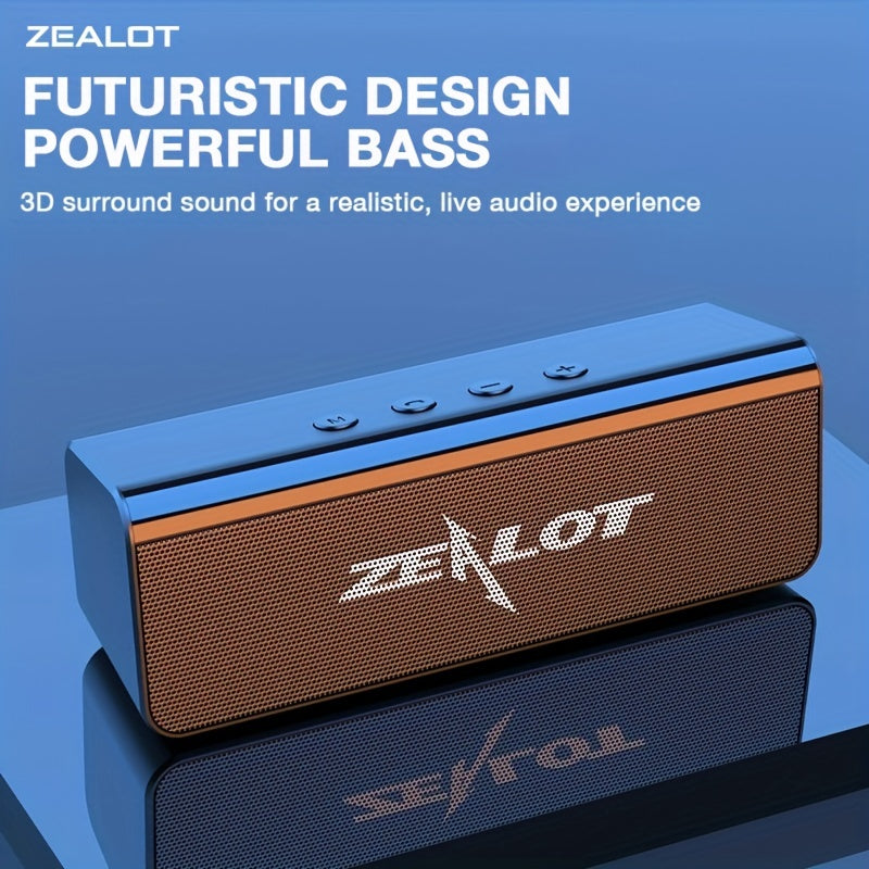 ZEALOT S31 10w Futuristic Portable Wireless Speaker, 10 Hours Playtime Loud Stereo, Compatible With Mobile Phone/Tablet/Tv. Tf/Usb/Aux Compatible, Speaker For Home/Car/Outdoor/Camping, Gift For Thanksgiving/Christmas