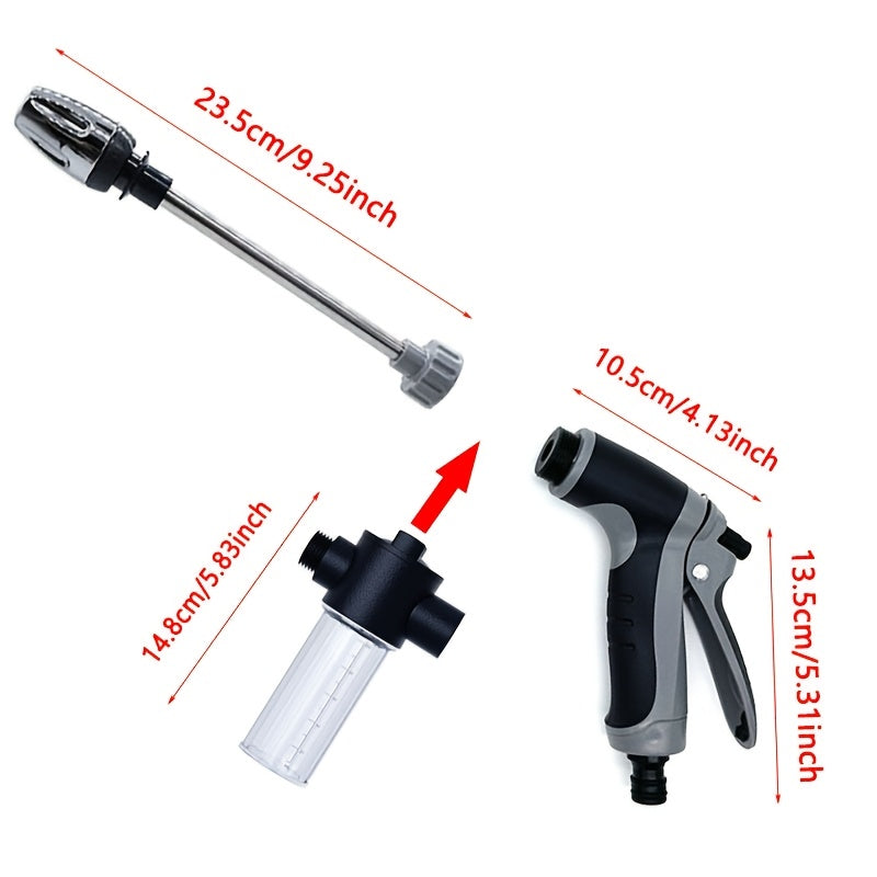 1pc High-Pressure Car Wash Water Gun, Durable Plastic, Garden Hose Nozzle, Multi-Functional Watering Tool, Powerful Cleaning for Cars & Gardens