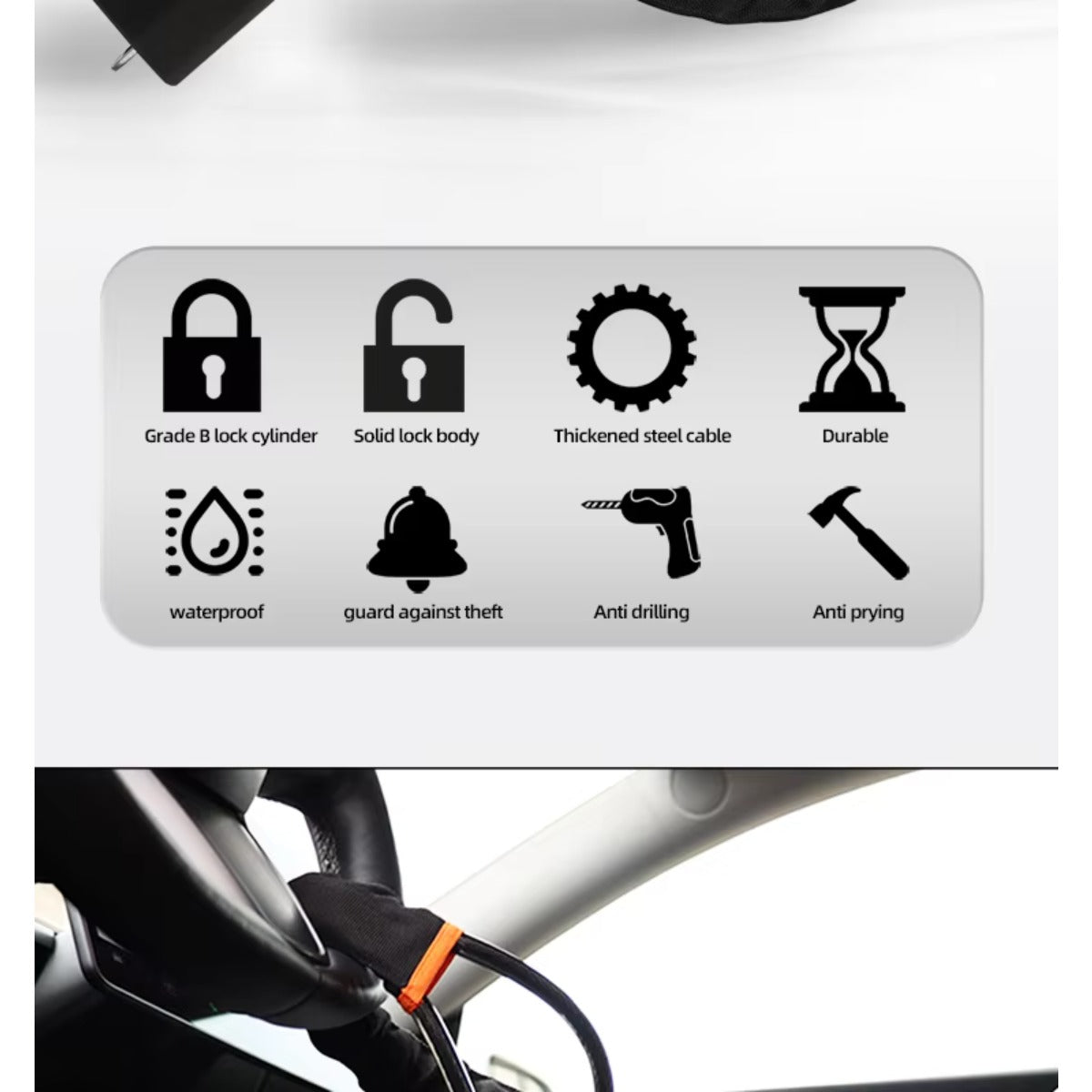 1PCS Steering Wheel Lock Car Seat Belt Lock Car Anti-theft Device Anti-theft Bar Safety Anti-theft Car Lock Suitable for Most Vehicles