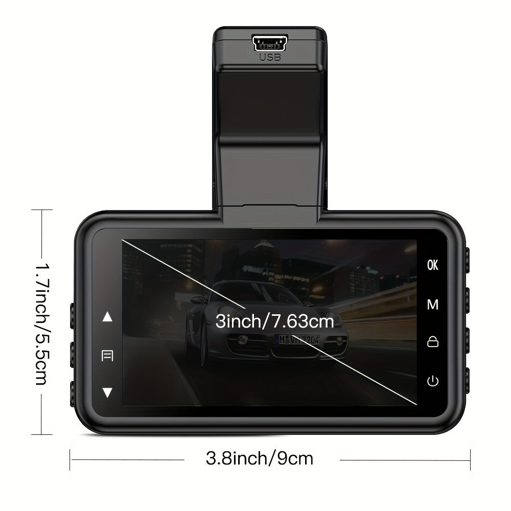 3-Inch Large Screen M17 HD 1080P Front Dash Cam - 6-Glass Lens Super Night Vision, 150° Adjustable View Angle, ADAS, WiFi, Time Lapse Video, G-Sensor, Endless Loop Recording, Parking Mode, Super Capacitor, Simple Installatio