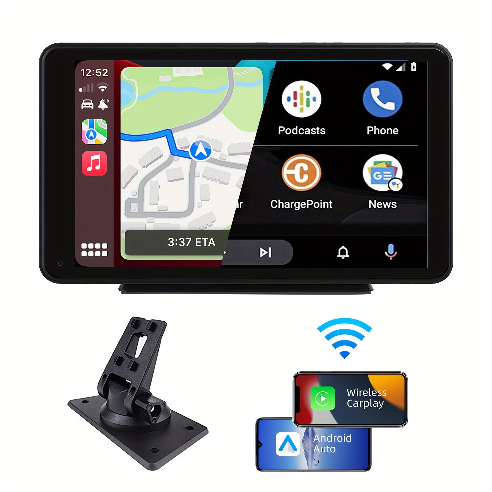 Plimpton, 2024 Car Navigation System Portable, Car Touch Screen Android&carplay, Carplay Screen For Car Portable 7 Inch, Wireless Car Play, Multimedia, Voice Control, BT, Mirror Link, Suitable For All Vehicles, Cars, Trucks,