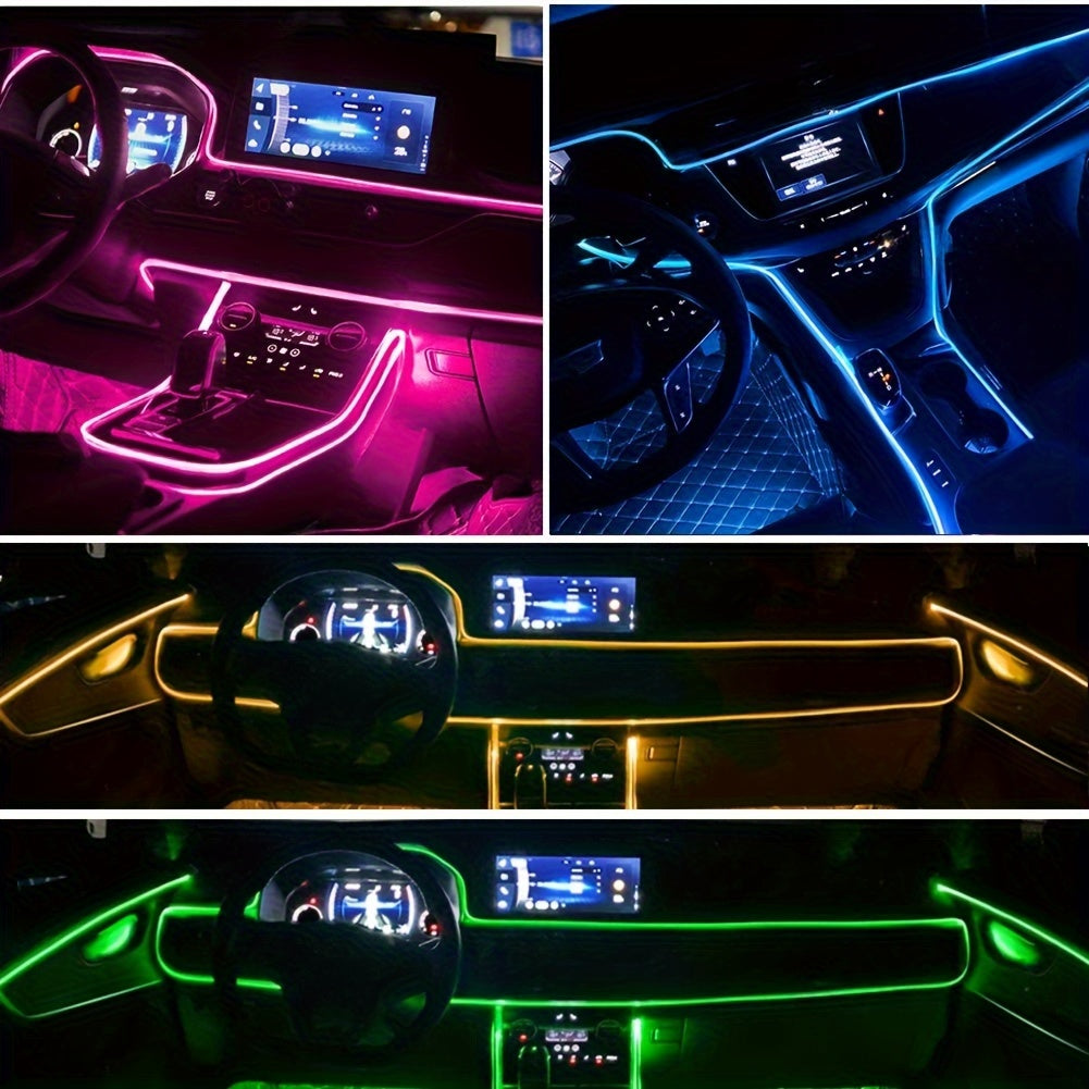 RGB 5 In 1 Ambient Lighting Kit, Interior Lights, Car Led Strip Lights, Led Light Bar For Car With Music Sync Function, USB Neon Light Accessories