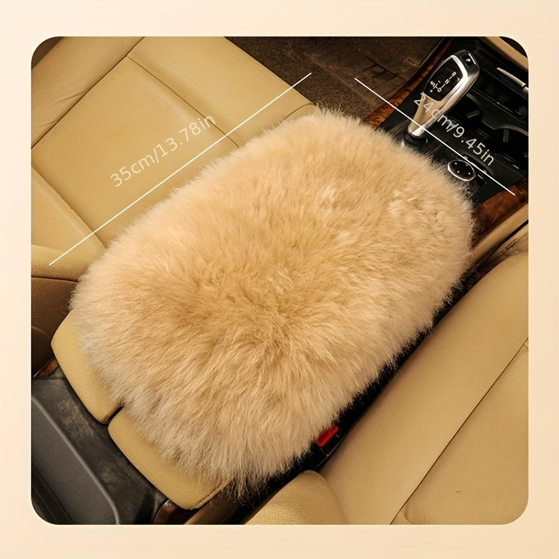 Car Armrest Pad Pure Wool Winter Warm Plush Central Armrest Cover Non-slip Pad Winter Car Supplies