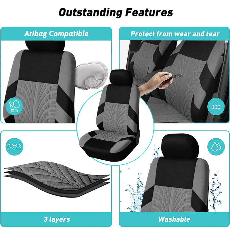 Car Seat Covers, Polyester Front Pairs Gray Black Tan Blue Red Car Seat Cushion Universal Car Seat Protector Decoration Auto Accessories Thick Foam