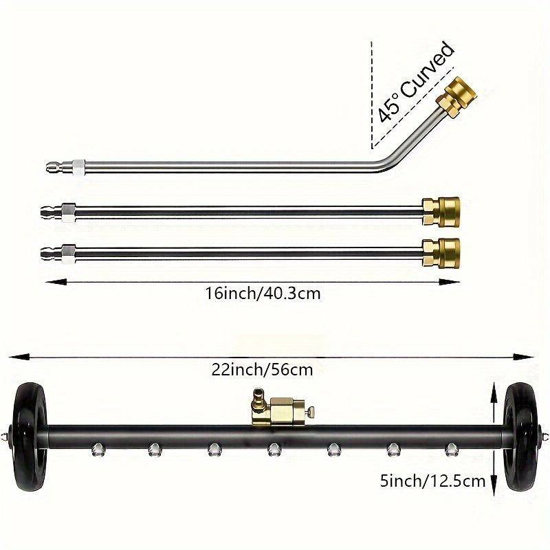 2-in-1 High-Pressure Washer with Water Broom, 22" Metal Base - 4000psi Electric Pressure Washing Machine Attachment with Quick Connect Pivot Coupler & 3 Extension Wands for Efficient Car & Surface Cleaning, Car Cleaning Tool|