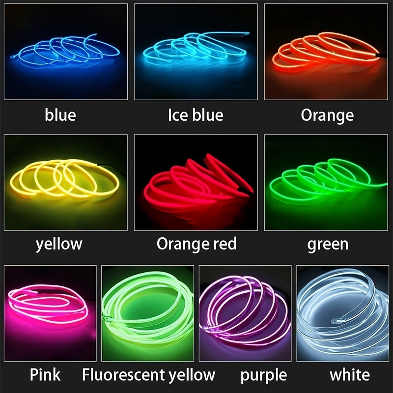 196.85inch Car Environment El Wire LED USB Flexible Neon Interior Lights Assembly RGB Light for Automotive Decoration Lighting Accessories for car party DIY Living Room and Bedroom Atmosphere Decoration, Bedroom Lights, Best